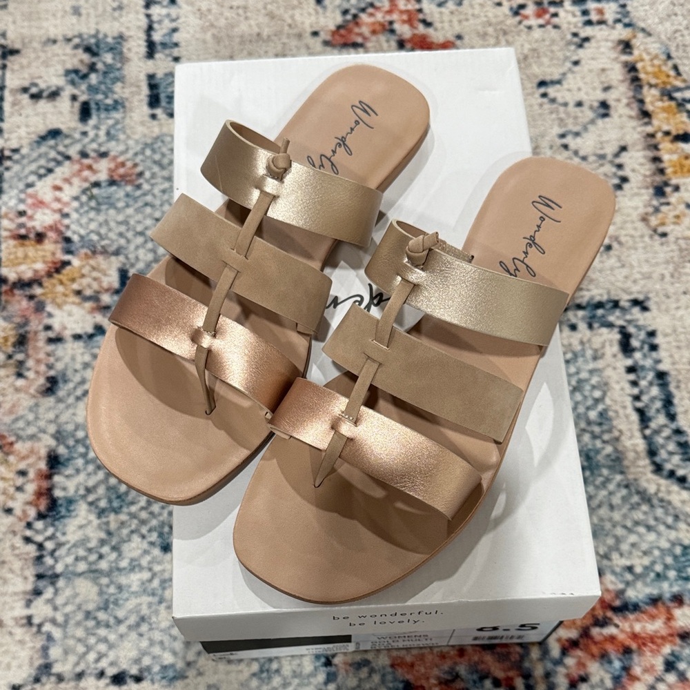 Gold and Tan Women's Sandals